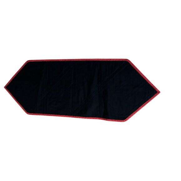 Handmade Quilted Table Runner Red Black White Geometric Patchwork 16x45 Used - Picture 8 of 9